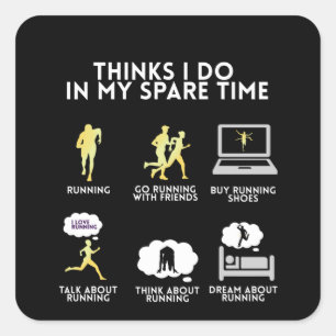 Adesivo Quadrado ideia engraçada de presente da Maratona de Corrida