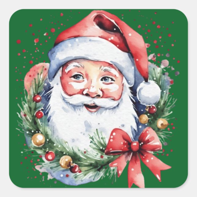 Adesivo Quadrado Ideias de presentes do Papai Noel (Frente)