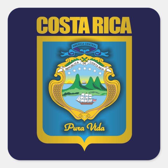 Adesivo Quadrado Ideias de presentes "Dourado da Costa Rica" (Frente)
