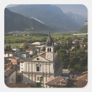 Adesivo Quadrado Igreja colegiada de manhã, Arco, Trento