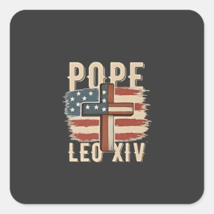Adesivo Quadrado Igreja Cristã do Papa Leão XIV Bandeira dos EUA