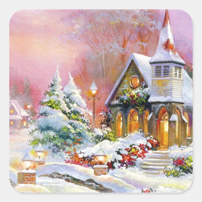 Adesivo Quadrado Igreja de Natal (Frente)