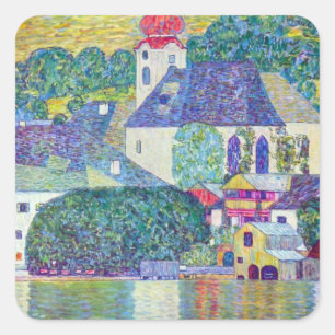 Adesivo Quadrado Igreja do St. Wolfgang por Gustavo Klimt, arte do