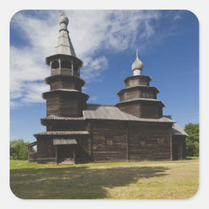 Adesivo Quadrado igreja ortodoxa russa de madeira tradicional