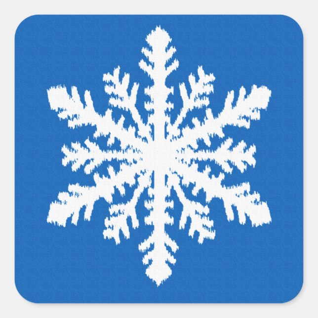 Adesivo Quadrado Ikat Snowflake 1 de 4 - Azul cobalto e branco (Frente)