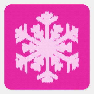 Adesivo Quadrado Ikat Snowflake - Fuchsia e rosa-gelo