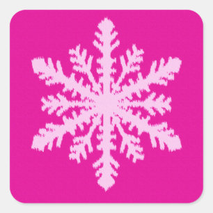 Adesivo Quadrado Ikat Snowflake - Fuchsia e rosa-gelo