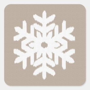 Adesivo Quadrado Ikat Snowflake - Taupe bronzeado e branco