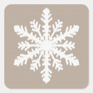 Adesivo Quadrado Ikat Snowflake - Taupe bronzeado e branco
