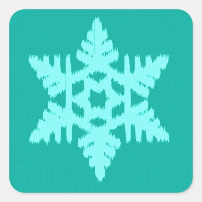 Adesivo Quadrado Ikat Snowflake - Turquesa e aqua (Frente)