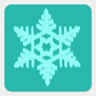 Adesivo Quadrado Ikat Snowflake - Turquesa e aqua