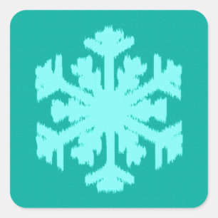 Adesivo Quadrado Ikat Snowflake - Turquesa e aqua