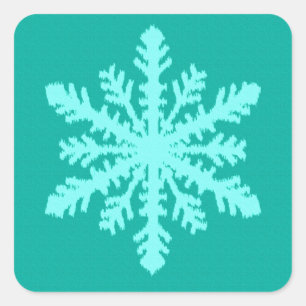 Adesivo Quadrado Ikat Snowflake - Turquesa e aqua