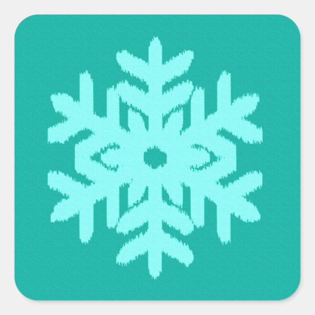 Adesivo Quadrado Ikat Snowflake - Turquesa e aqua (Frente)