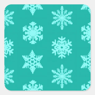 Adesivo Quadrado Ikat Snowflakes - Turquesa e aqua