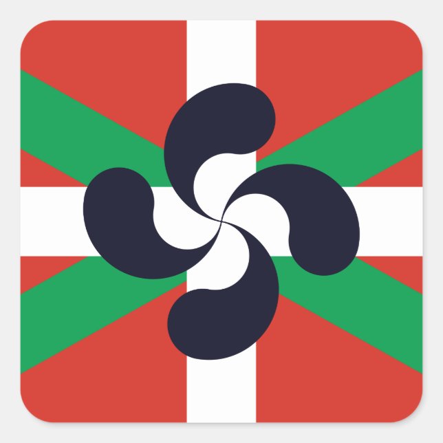 Adesivo Quadrado Ikurrina com símbolo Lauburu (Frente)