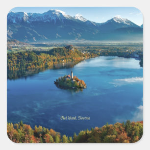 Adesivo Quadrado Ilha Bled, Eslovênia, cenário
