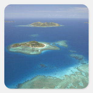 Adesivo Quadrado Ilha Matamanoa e recife de coral, Ilha Mamanuca