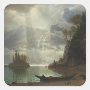 Adesivo Quadrado Ilha no lago (óleo em canvas)