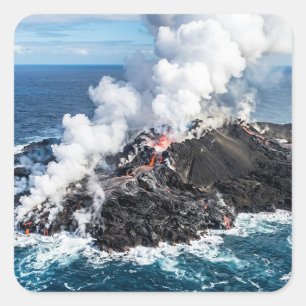 Adesivo Quadrado Ilha Vulcânica