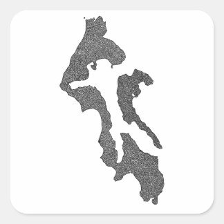 Adesivo Quadrado Ilha Whidbey Mapa do Condado de Island Design