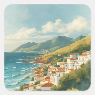 Adesivo Quadrado Ilhas Baleares Viagem Riviera Francesa Vintage