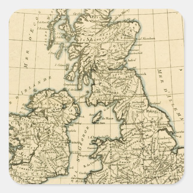 Adesivo Quadrado Ilhas Britânicas (Frente)
