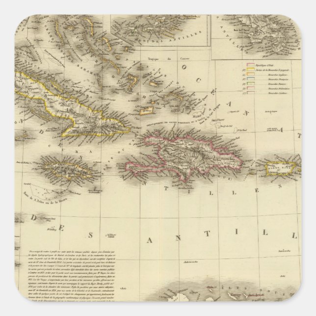 Adesivo Quadrado Ilhas Caribes e Índias Ocidentais (Frente)