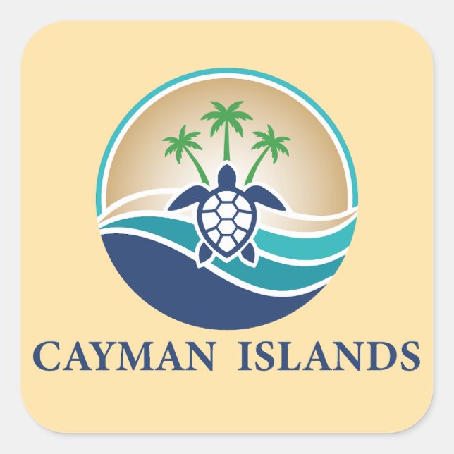 Adesivo Quadrado Ilhas Cayman Caribe (Frente)
