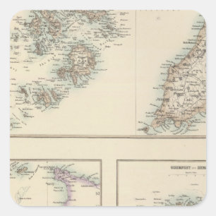 Adesivo Quadrado Ilhas channel, ilhas de Scilly, e ilha do homem