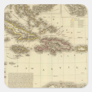 Adesivo Quadrado Ilhas das Caraíbas e Índias Ocidentais