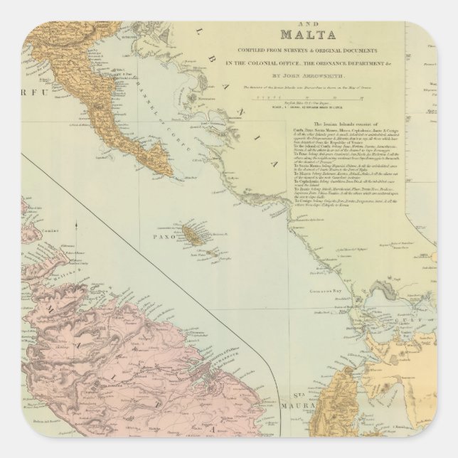 Adesivo Quadrado Ilhas Jónicas, Malta (Frente)