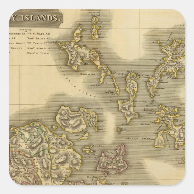 Adesivo Quadrado Ilhas Orkney (Frente)