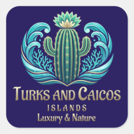 Adesivo Quadrado Ilhas Turcas e Caicos