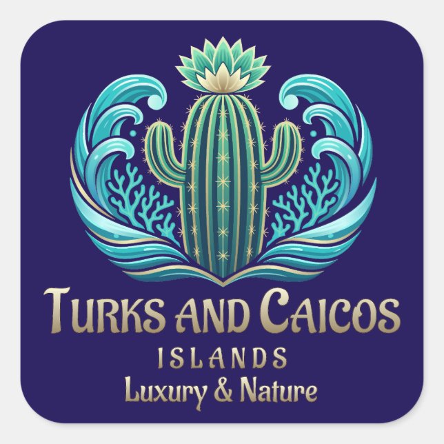 Adesivo Quadrado Ilhas Turcas e Caicos (Frente)