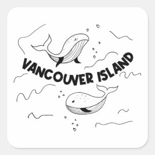 Adesivo Quadrado Ilhas Vancouver Canadá Baleias
