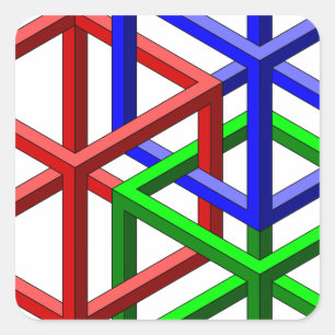 Adesivo Quadrado Ilusão óptica da geometria impossível dos cubos