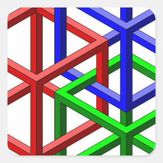 Adesivo Quadrado Ilusão Óptica Geométrica Impossível dos Cubos