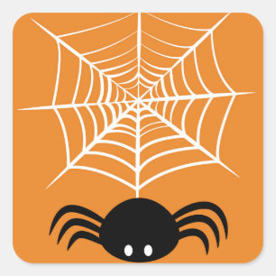 Adesivo Quadrado Ilustração Assustadora de Aranha de Halloween