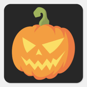 Adesivo Quadrado Ilustração da Abóbora do Halloween Dando um Pre
