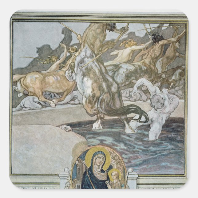 Adesivo Quadrado Ilustração da "Comédia Divina" de Dante (Frente)