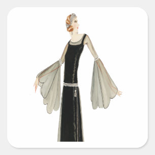 Adesivo Quadrado ilustração da forma das senhoras dos anos 20