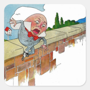 Adesivo Quadrado Ilustração da rima de berçário de Humpty Dumpt
