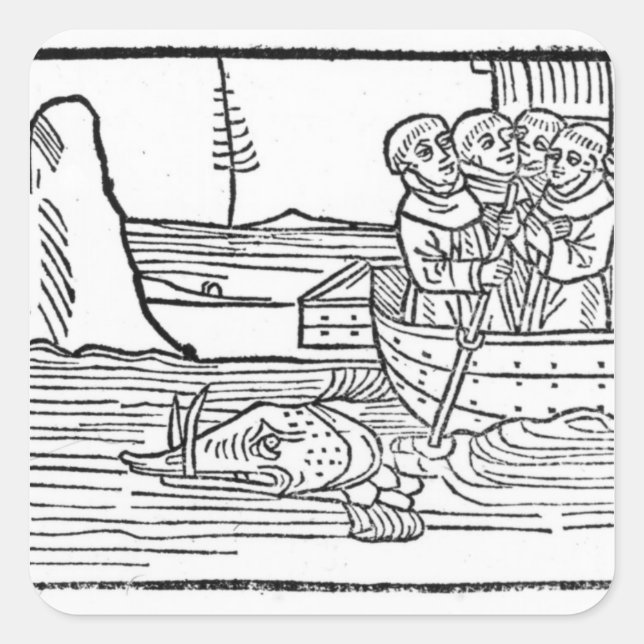 Adesivo Quadrado Ilustração da "Viagem de Ruas. Brendan" (Frente)