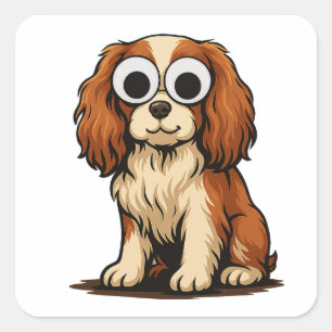 Adesivo Quadrado Ilustração de cachorrinho com olhos saltados fofos