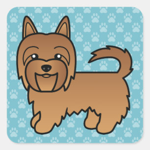 Adesivo Quadrado Ilustração de Cartoon Red Australiano Terrier Dog