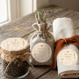 Adesivo Quadrado Ilustração de Casamento Western Boho Cowboy