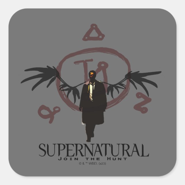 Adesivo Quadrado Ilustração de Castiel Supernatural (Frente)