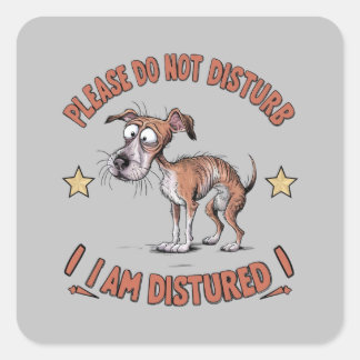 Adesivo Quadrado Ilustração de desenho animado com cão descascado(3