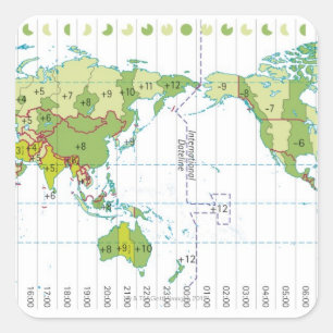 Adesivo Quadrado Ilustração de Digitas do mapa do mundo que mostr